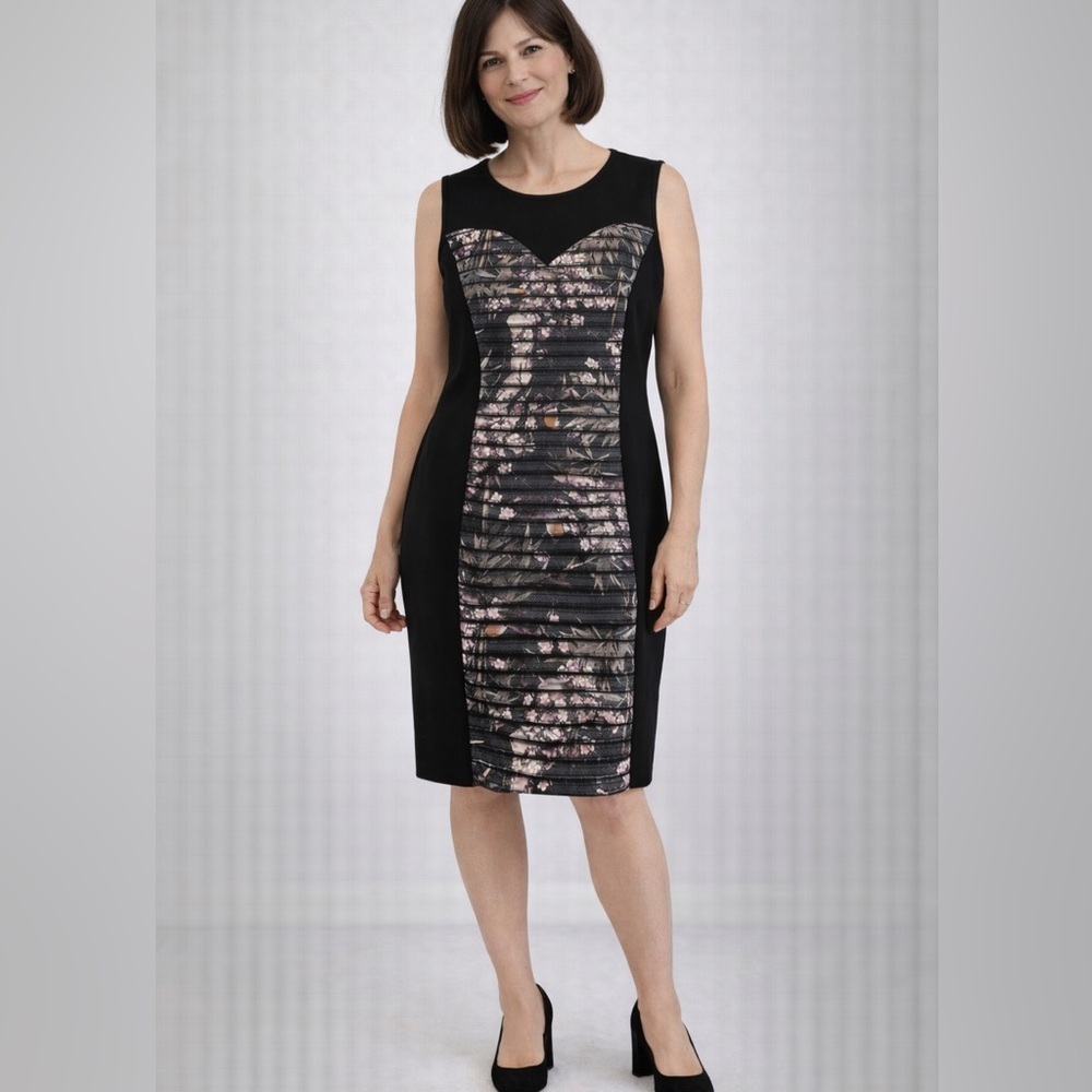 Amanda collection black/floral print dress size large